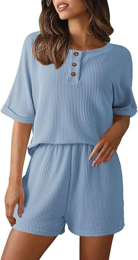 Dame afslappet jumpsuit sæt med knaplukning og elastisk talje Stilla