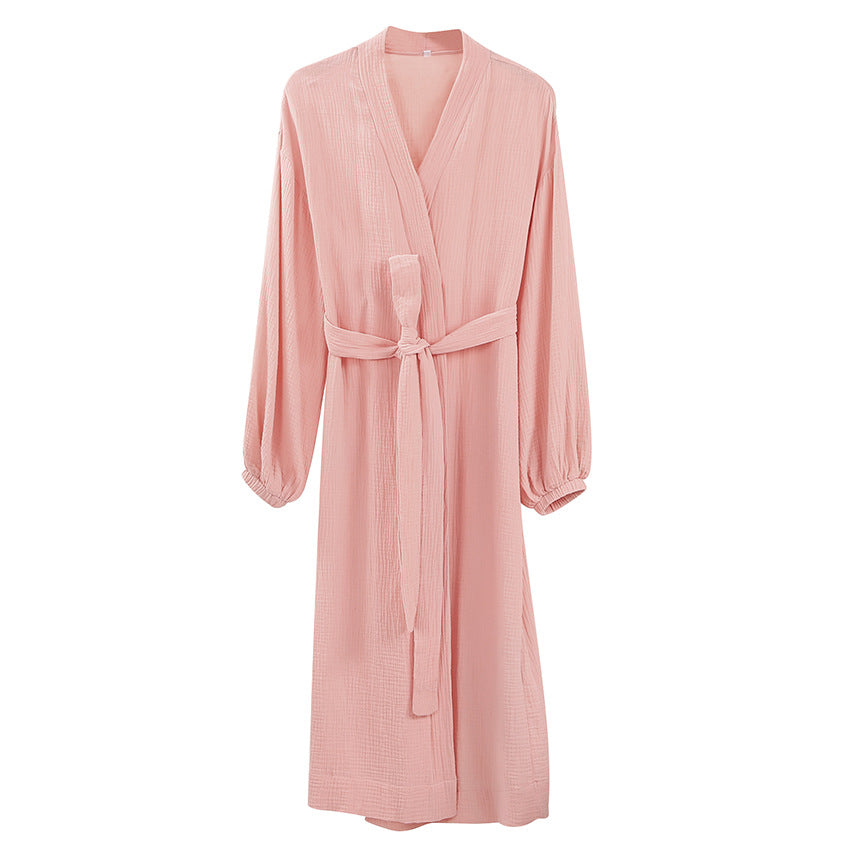 Dame elegant indpaknings-morgenkåbe med vidde ærme og bælte Stilla