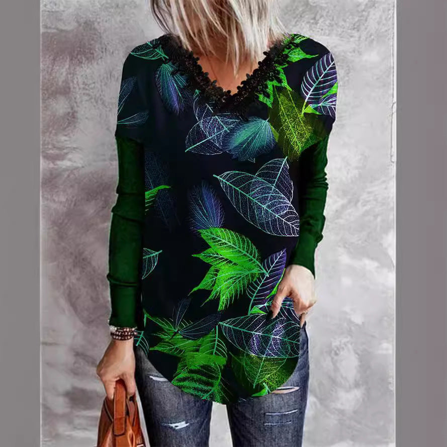 Stilla | Stilet Print V-Hals Blonde Lange Ærme Raglan T-shirt