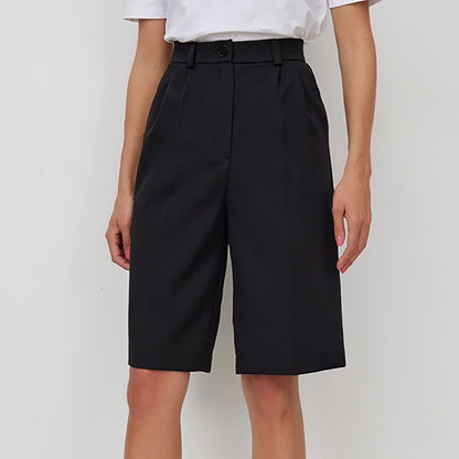 Dame elegante Chino-shorts med høj talje og udvidet snit Stilla