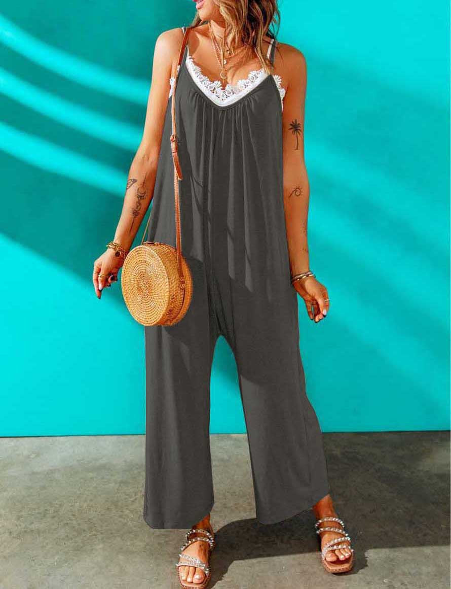 Dame luftig Jumpsuit med spidse Stilla
