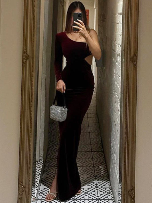 Dame Elegant Ankeldragt med asymmetrisk design og dyb slids Stilla