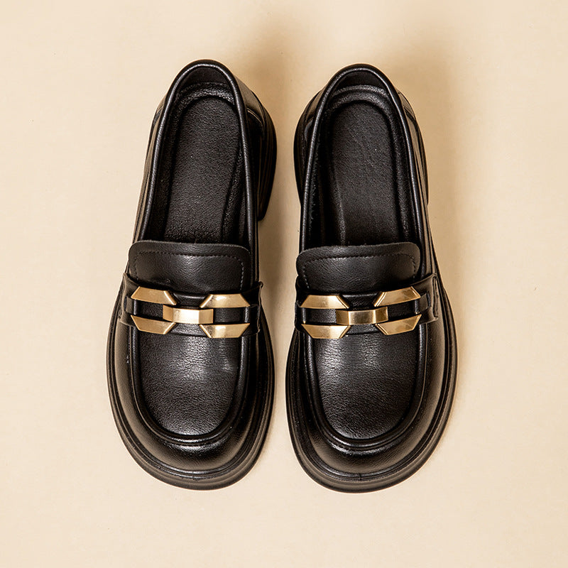 Dame Elegant Chunky Loafers med Metallic-Accent Stilla