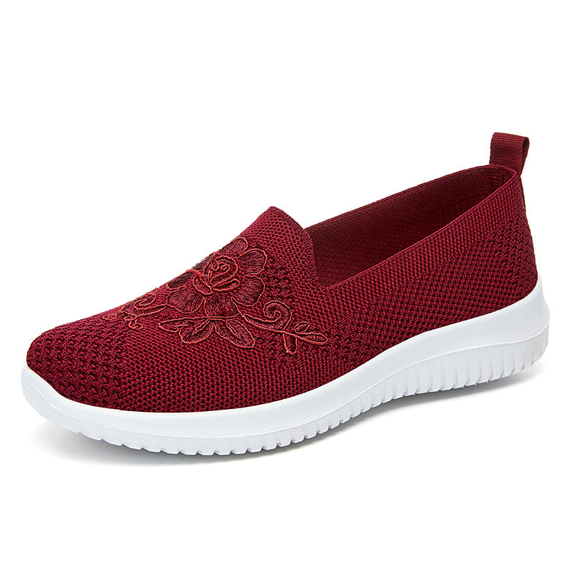 Dame Slip-On Sneakers med florale broderier og åndbart overmateriale Stilla