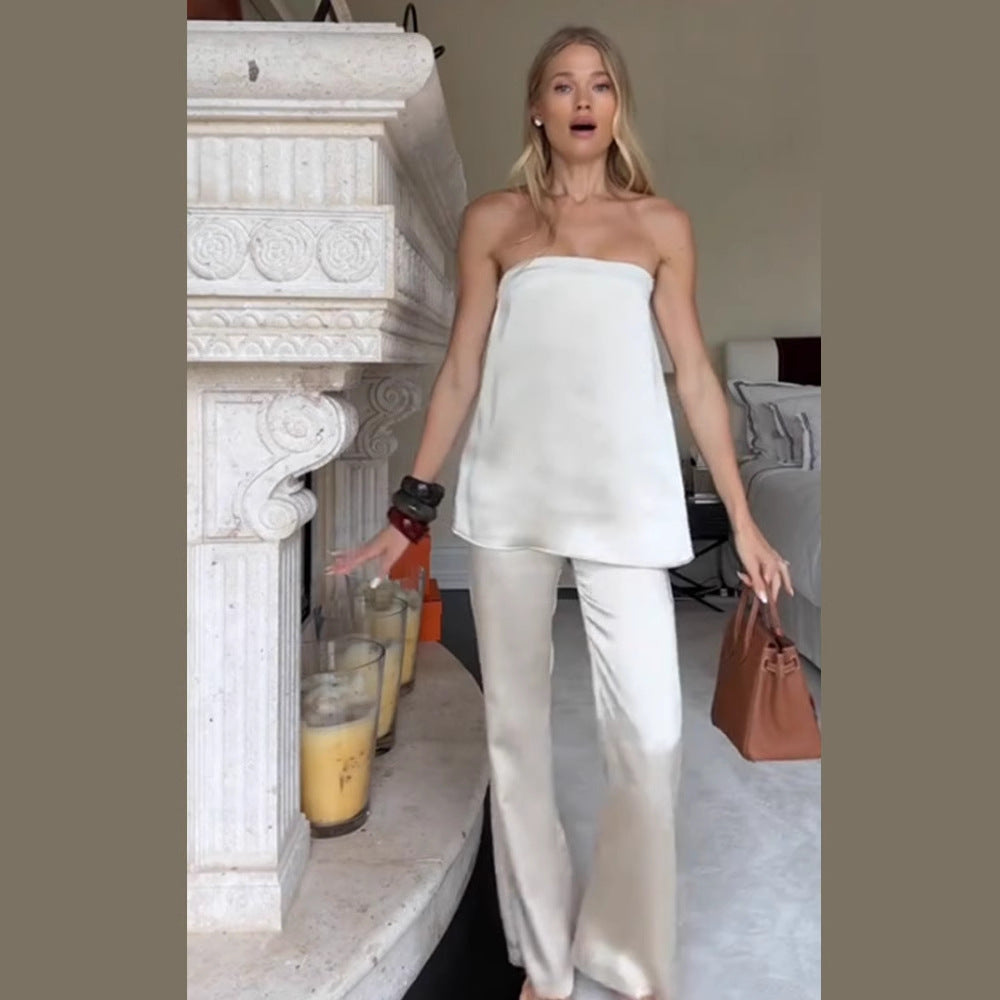 Dame Cropped Jumpsuit med off-shoulder design og bredt ben Stilla