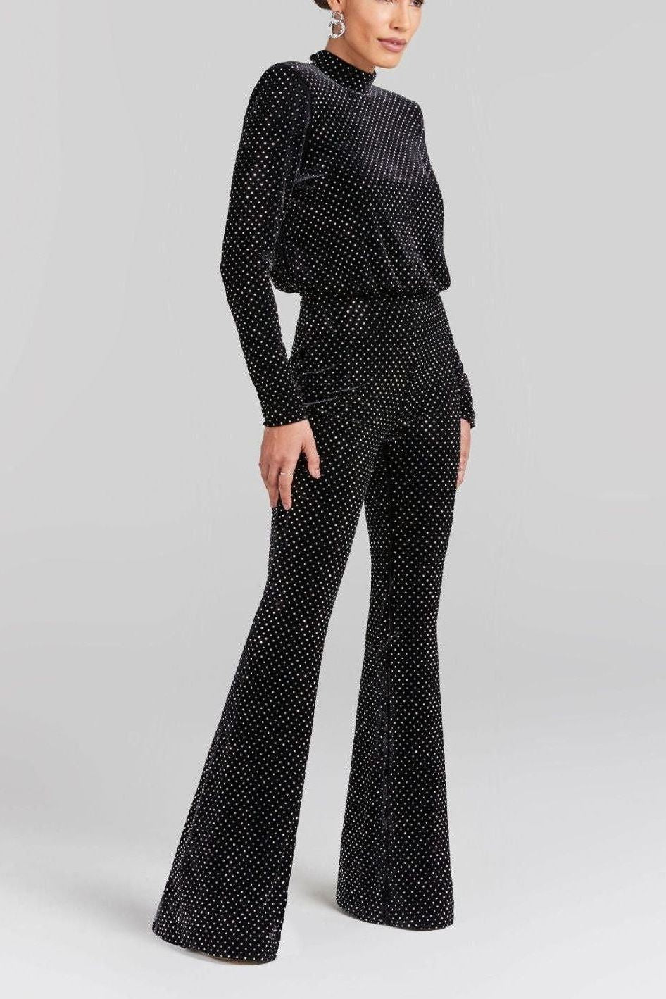 Stilla | Paillet Halv Turtleneck Langærmet Jumpsuit