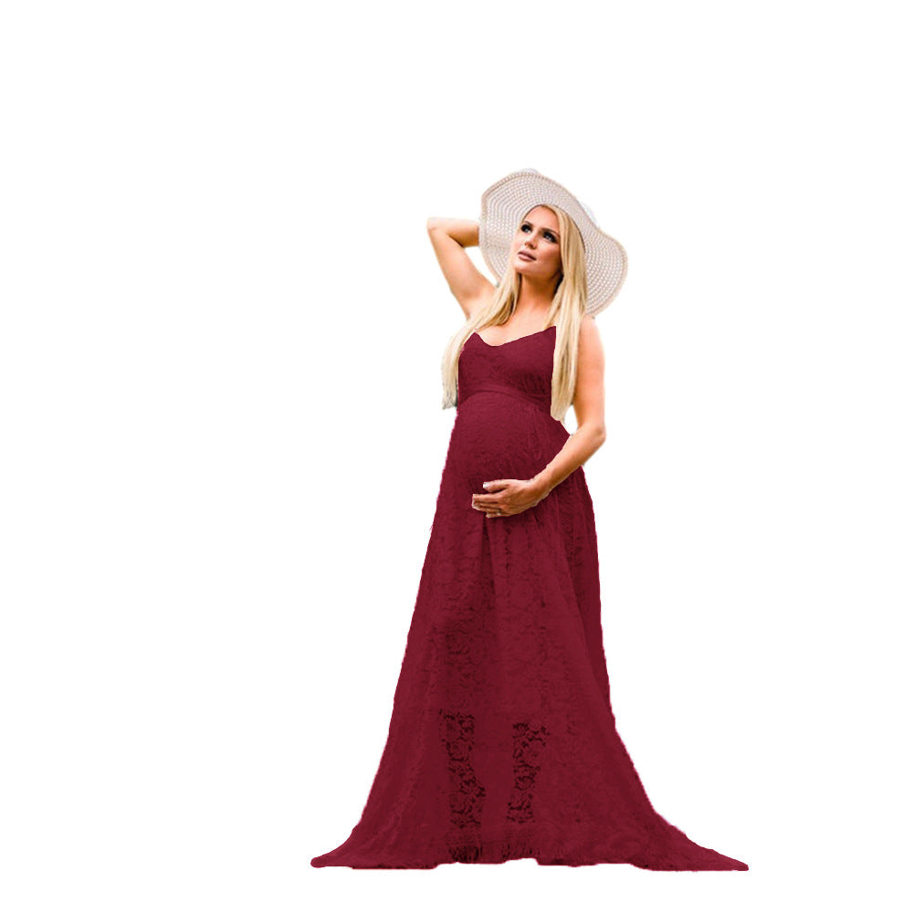 Dame Elegant Blonde Graviditet Maxi Kjole Stilla