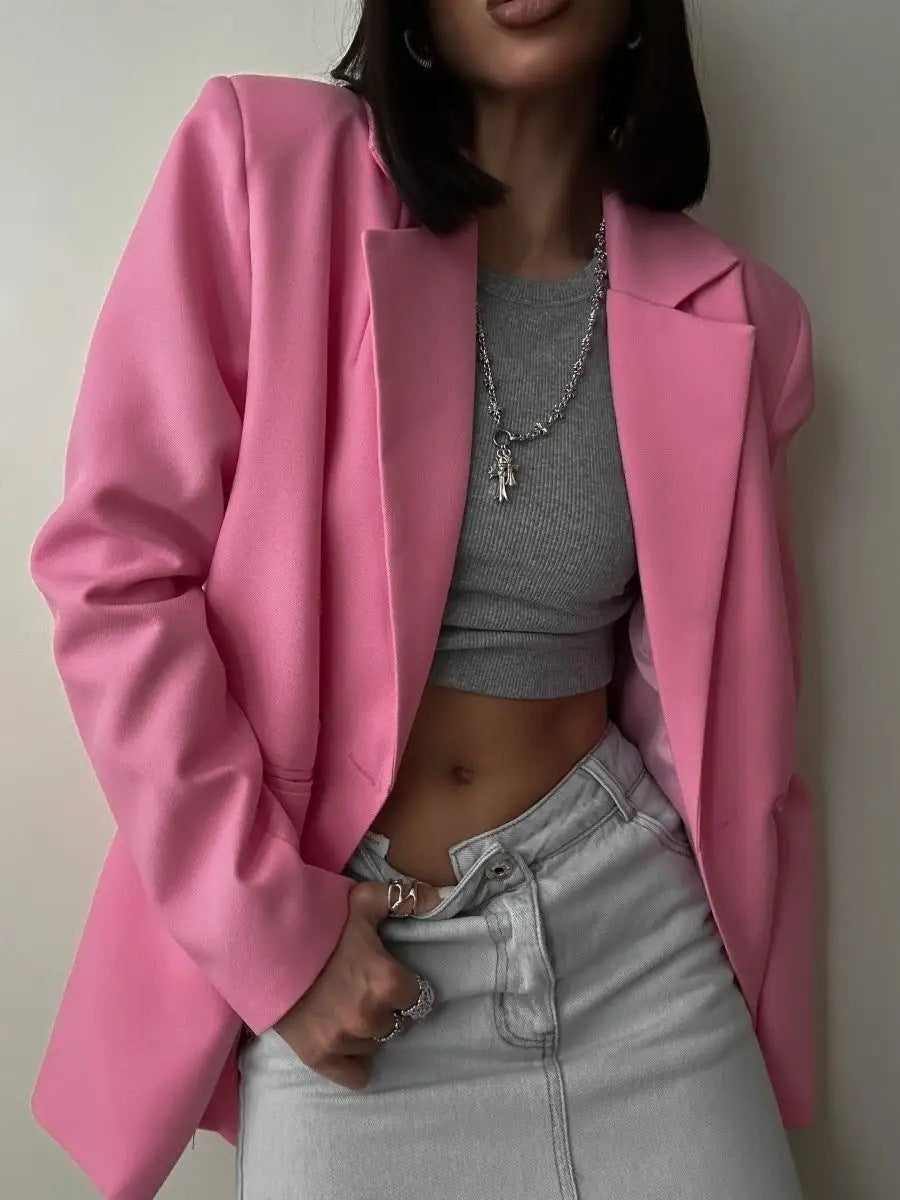 Dame elegant dobbeltrækket blazer med praktiske lommer og afslappet snit Stilla