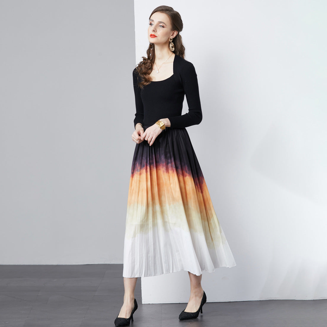 Dame Elegant Faldemaxi-Nederdel Stilla