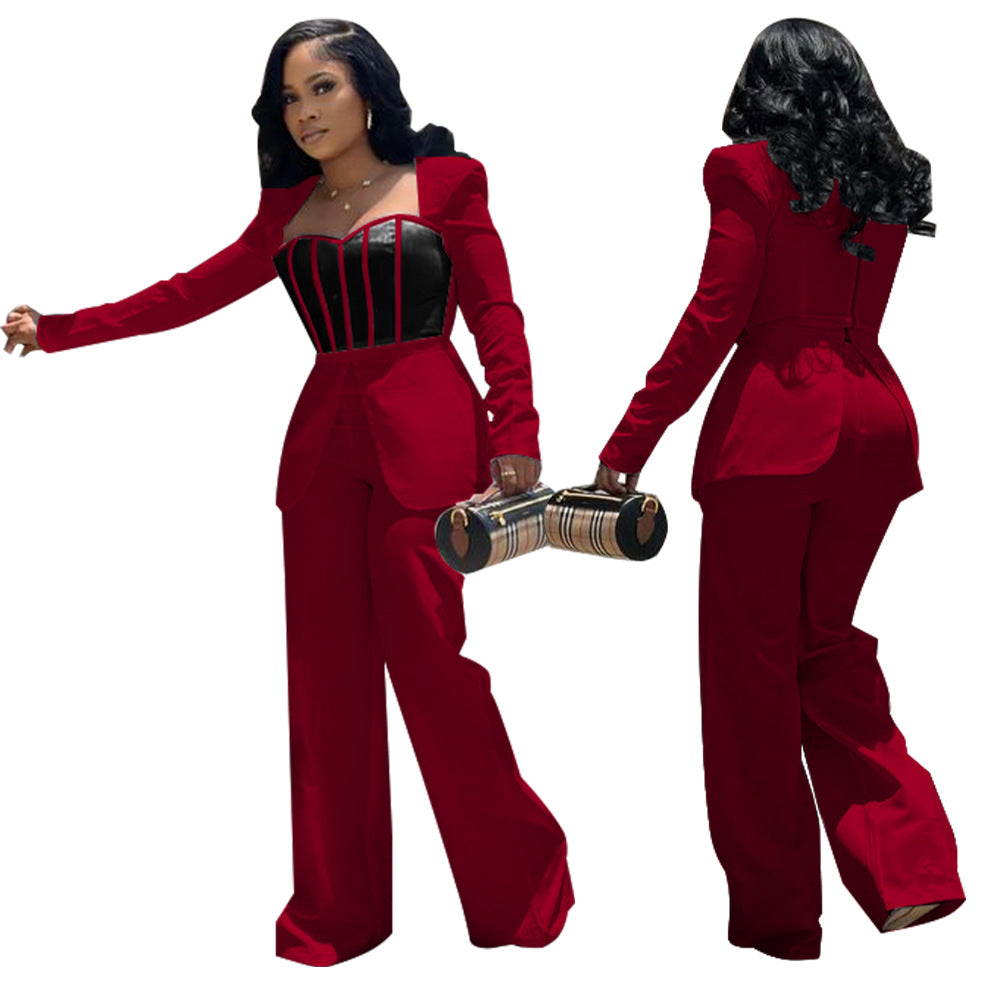 Dame Elegant Couture-buksedragt med struktureret overdel Stilla