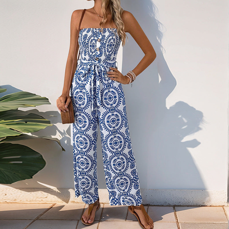 Dame jumpsuit med trendy bandeau design og praktiske lommer Stilla