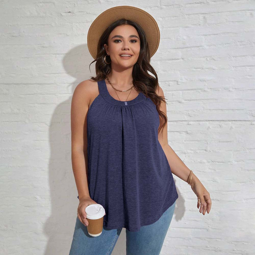 Dame afslappet spaghetti strop top med knapdetaljer Stilla