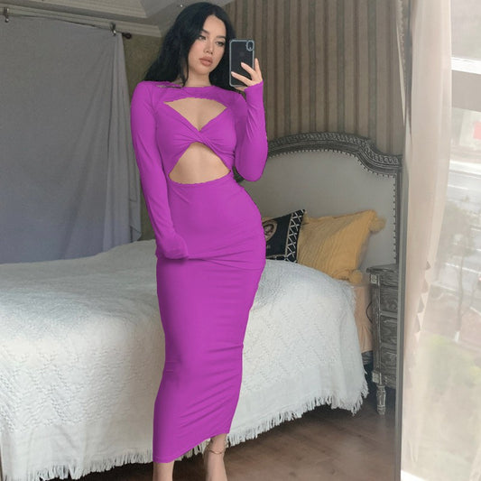 Dame Elegant asymmetrisk maxikjole med cut-out-detaljer Stilla