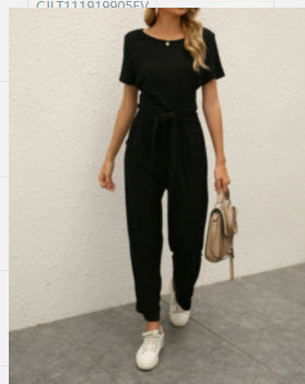 Dame Elegant Jumpsuit med Talje bælte og praktiske lommer Stilla