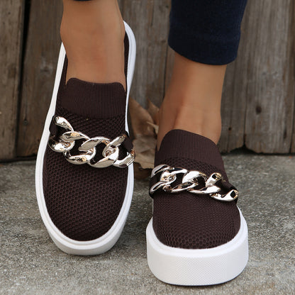 Dame Sneakers med moderigtigt kæde-detalje og åndbart overmateriale Stilla