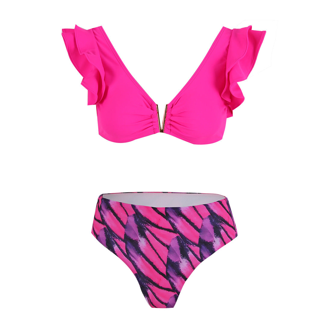 Dame Bikini-sæt med voluminøse flæsedetaljer og attraktivt højskåret trusser Stilla