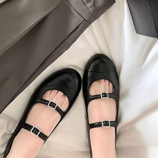 Dame Elegant Dobbeltrem Mary Jane Balletsko Stilla