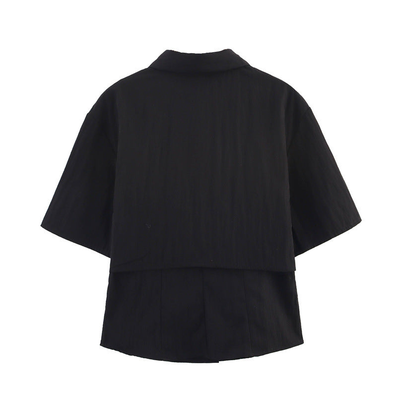 Dame afslappet kortærmet skjorte med dropped shoulders Stilla