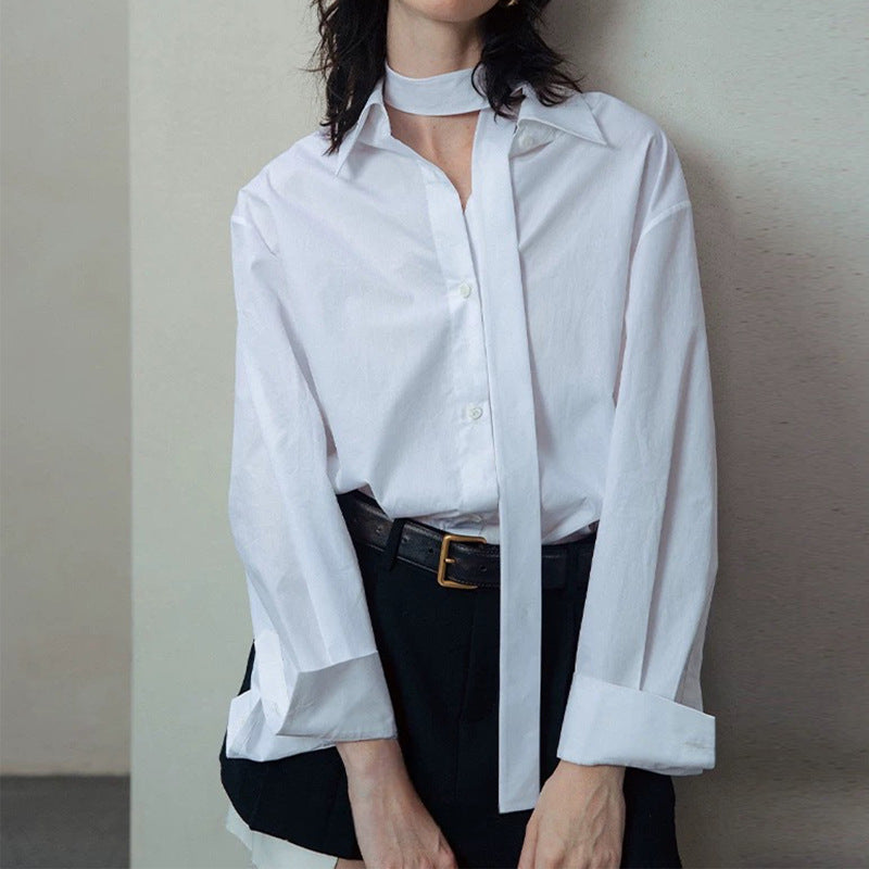 Dame elegant bluse med smart sløjfe og moderne snit Stilla