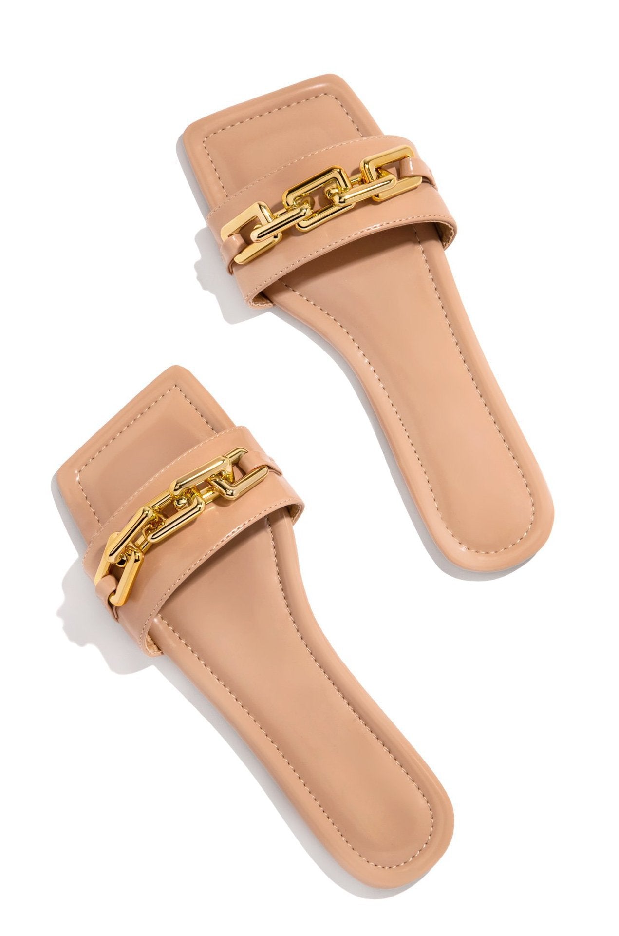 Dame Åben Slipper med elegant skinnende Kædeapplikation Stilla