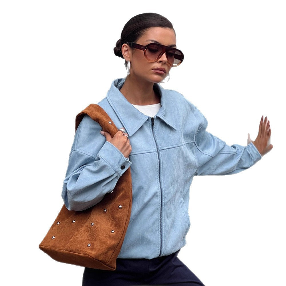 Dame afslappet kunstlæderjakke med moderne snit og praktiske lommer Stilla