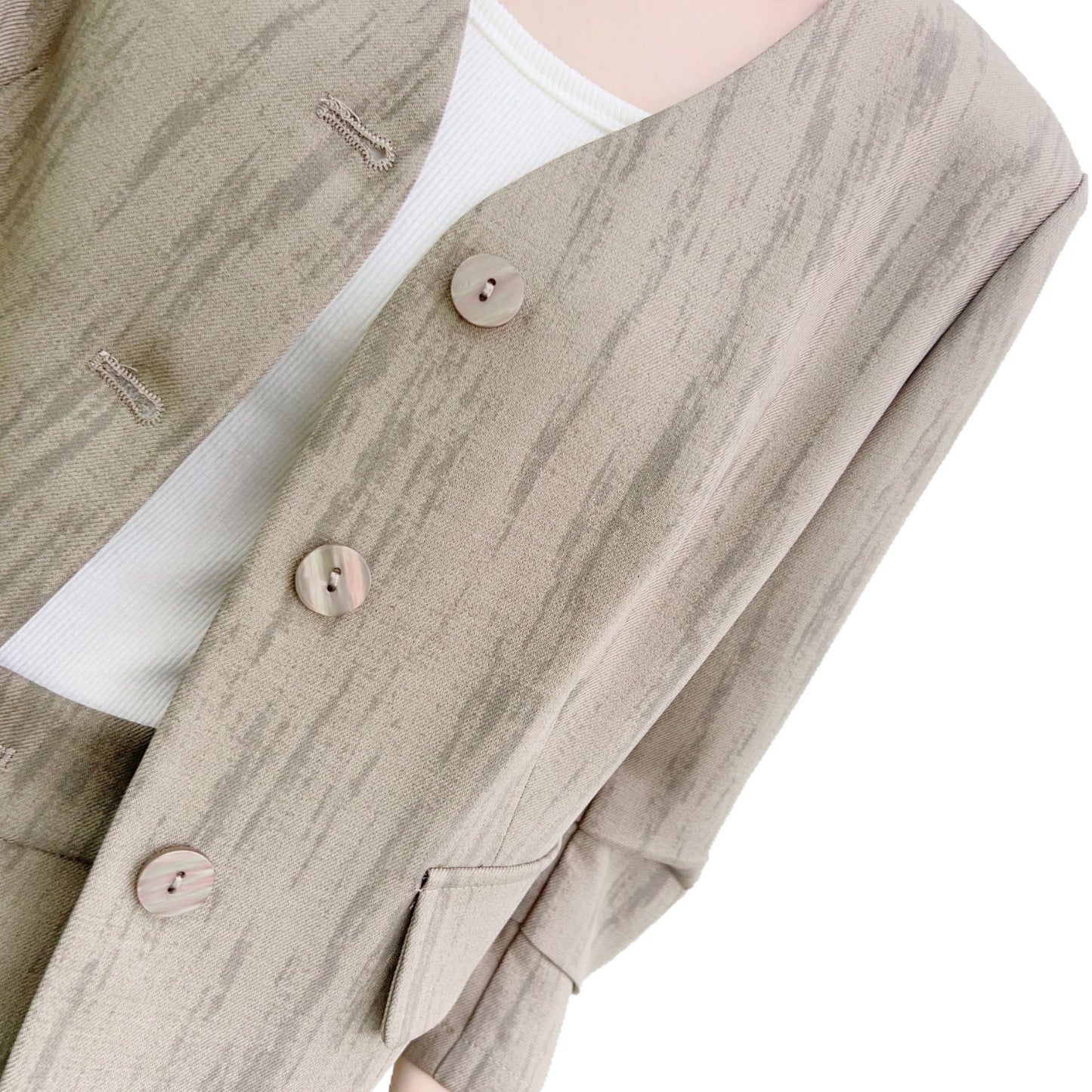 Dame elegant blazer-bukser sæt med smal pasform og dekorative knapdetaljer Stilla