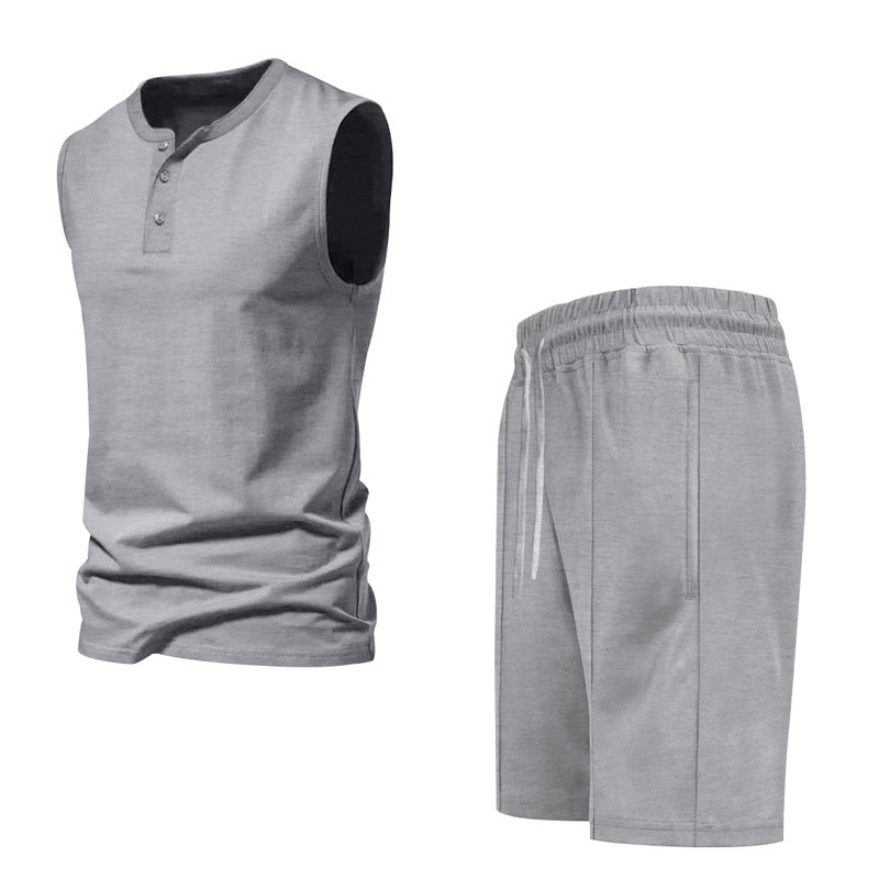 Herrer ærmeløs træningsoverdel og shorts-sæt lavet af åndbart materiale Stilla