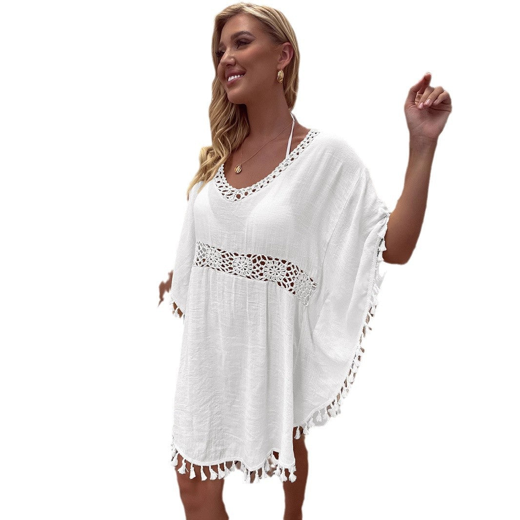 Dame afslappet strandovertræk med frisk hæklede detaljer Stilla