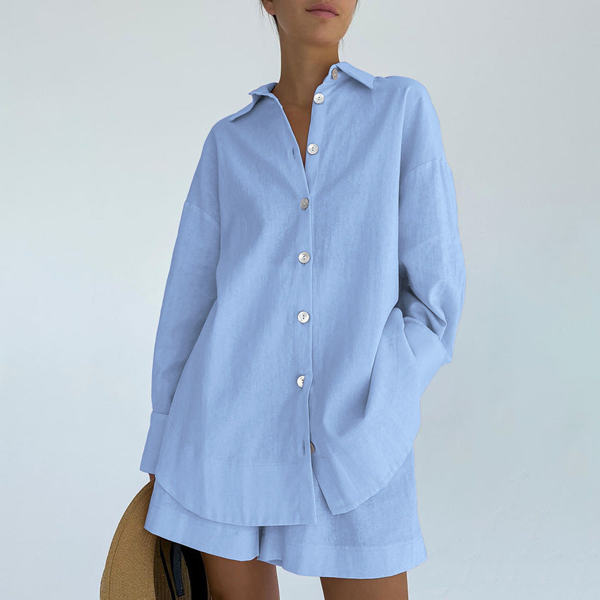 Dame afslappet linned top med knapdetaljer og brede ærmer Stilla