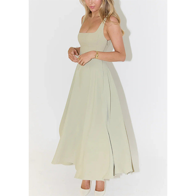 Dame Elegant A-linje kjole med firkantet udskæring og svingende skørt Stilla