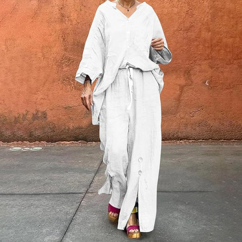 Dame afslappet linned sæt Stilla