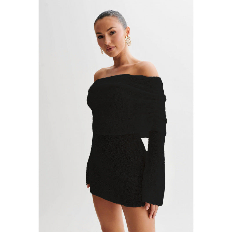 Dame Off-Shoulder Strikkjole med Bred Skæring Stilla