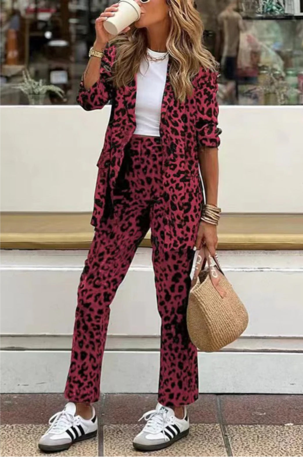 Dame Elegant Animal-Print Jumpsuit med talje Stilla