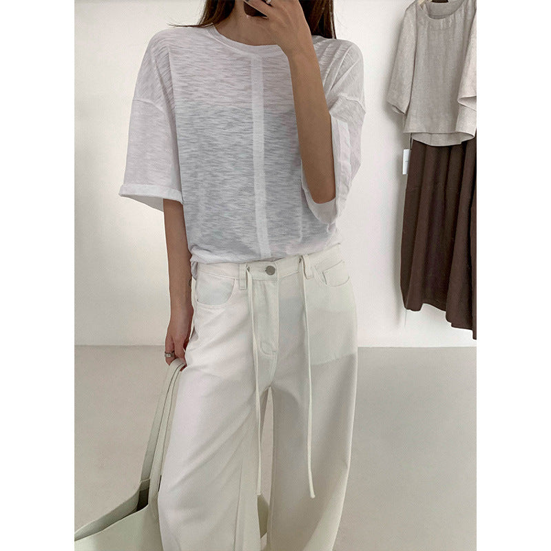 Dame afslappet oversized T-shirt med bred pasform og moderne design Stilla