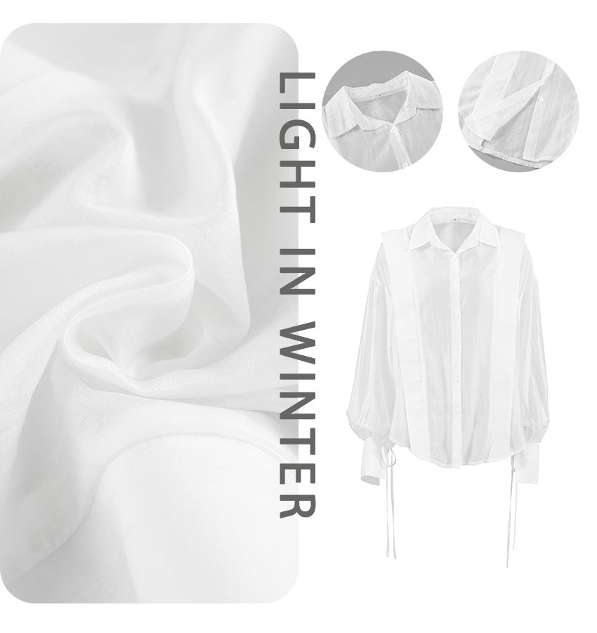 Dame afslappet skjorte med voluminøse ærmer og moderne snit Stilla