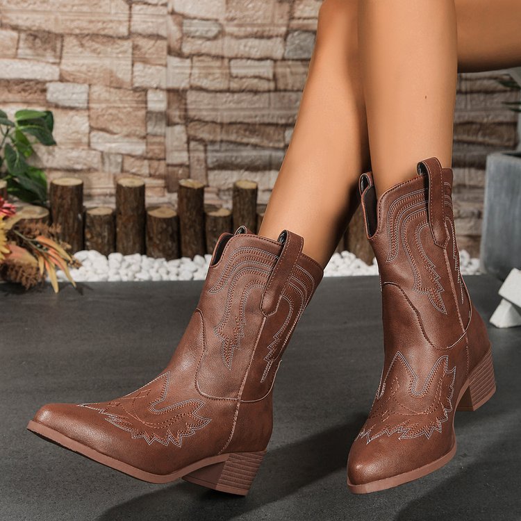 Dame Westernstøvler med dekorativt broderidesign Stilla