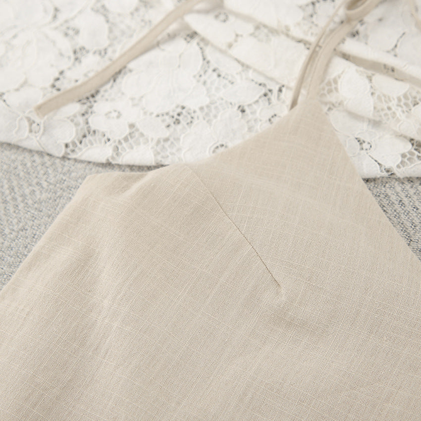 Dame afslappet sommerkjole med fine stropper og V-udskæring Stilla