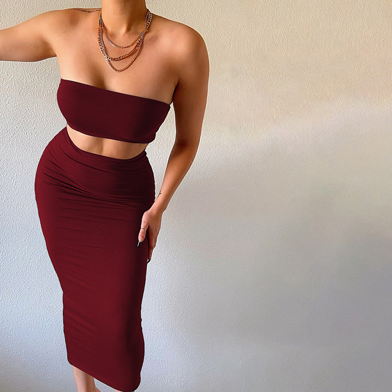 Dame Crop-Top og Midi-Nederdel Sæt med figursyet Design Stilla