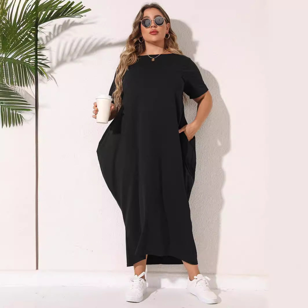 Dame afslappet maxikjole med praktische lommer og rund halsudskæring Stilla