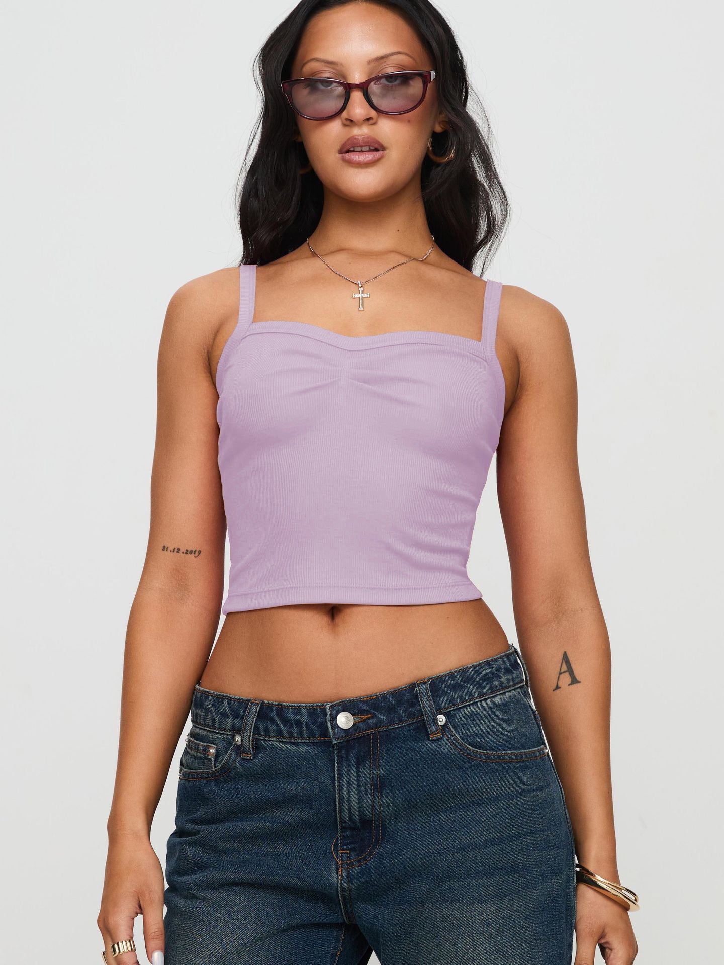 Dame Cropped Top med smalle stropper og elegant talje betoning Stiila