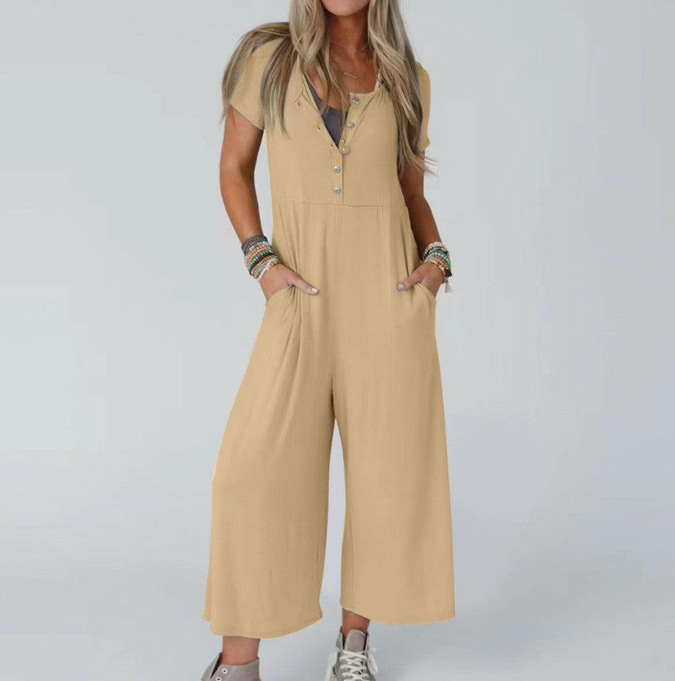 Dame jumpsuit med knapliste og praktiske lommer Stilla