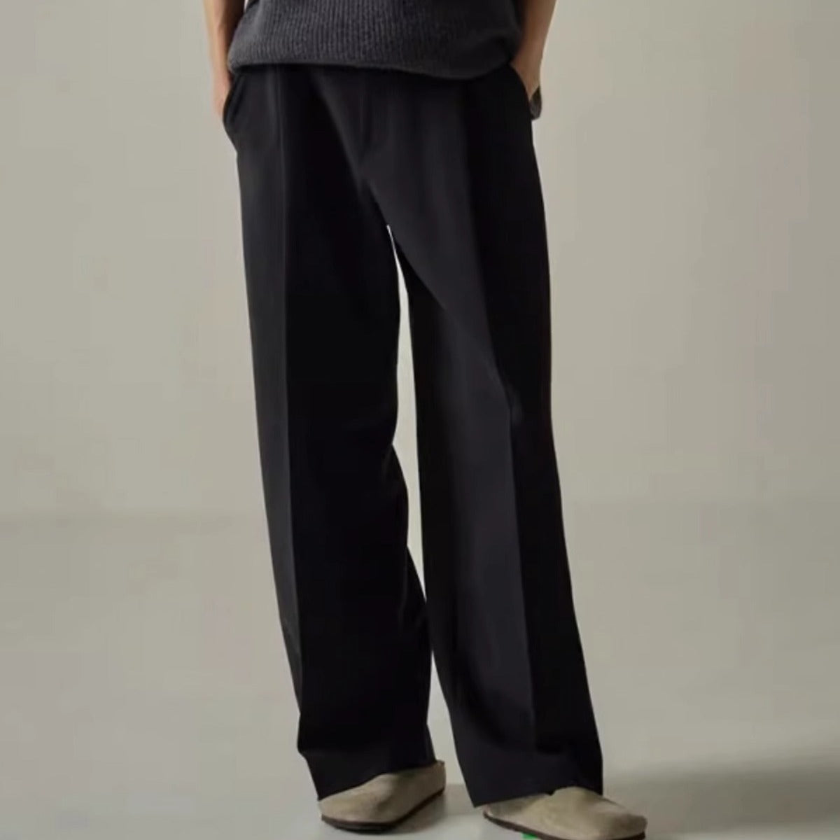 Dame elegant bundfaldenbukser med bredt ben og bindebælte Stilla