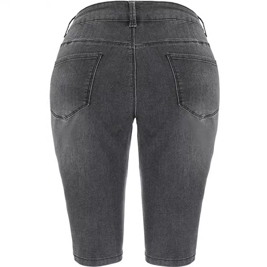 Dame Denim Cykelbukser med modet Biker-detail Stilla