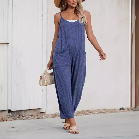 Damer komfortabel Sommer-jumpsuit med praktiske lommer og justerbare stropper Stilla