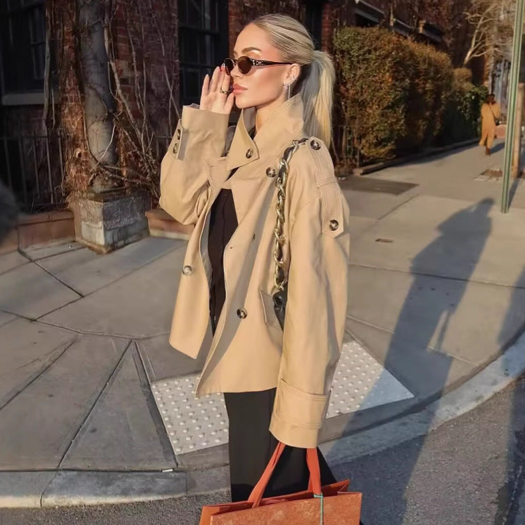 Dame Dobbeltknap Utility Trenchcoat Stilla