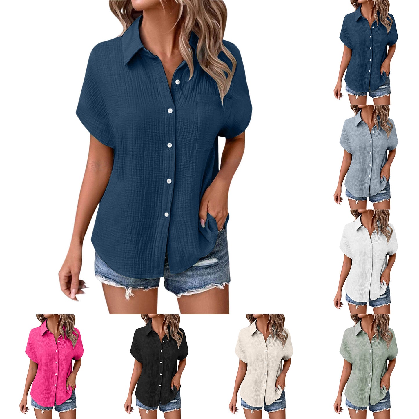 Dame afslappet knapstribe bluse Stilla