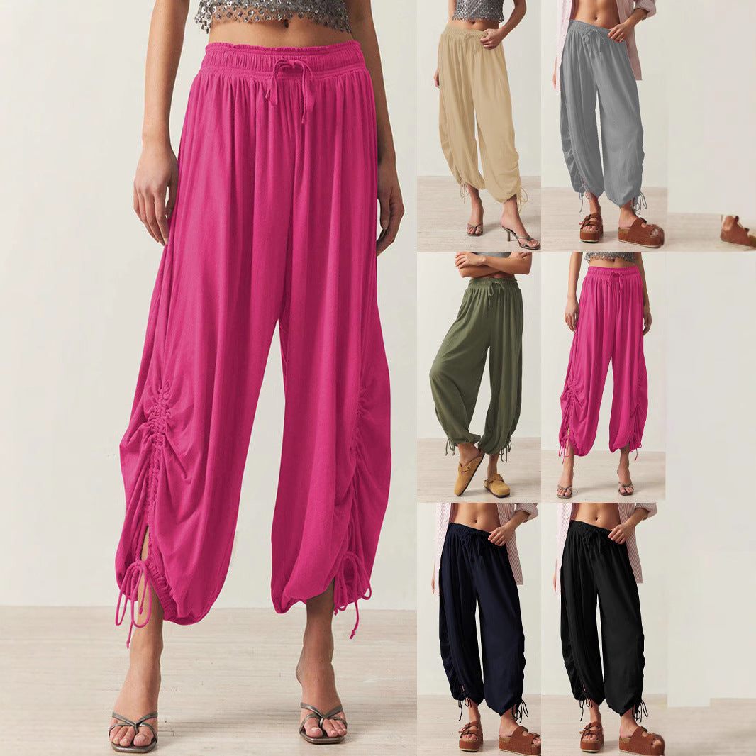 Dame afslappede harembukser lavet af luftig viskose med justerbar talje Stilla