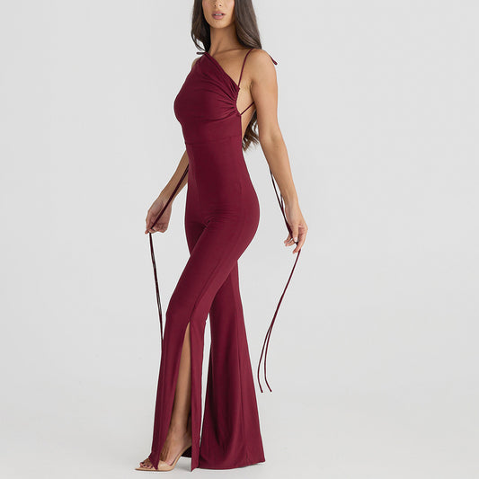 Dame elegant jumpsuit med skulderfri design og sideslidser Stilla
