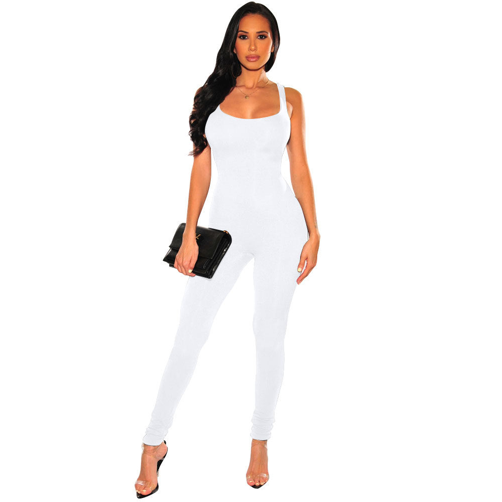 Dame skræddersyet bodycon jumpsuit med spaghetti stropper Stilla