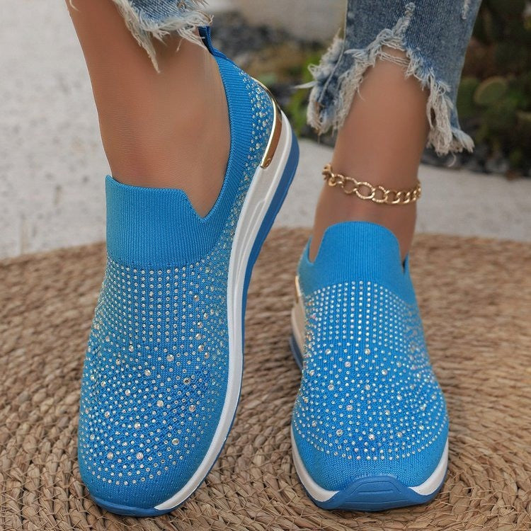 Dame Sneakers med glitrende strass accenter og elastisk indsats Stilla